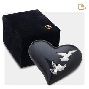 H270   Nirvana Adieu Heart Keepsake Urn Midnight & Pol Silver