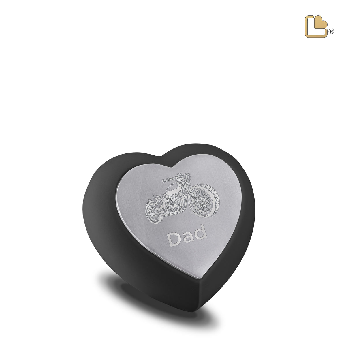 H583   Drop Heart Keepsake Urn Black &amp; Bru Pewter