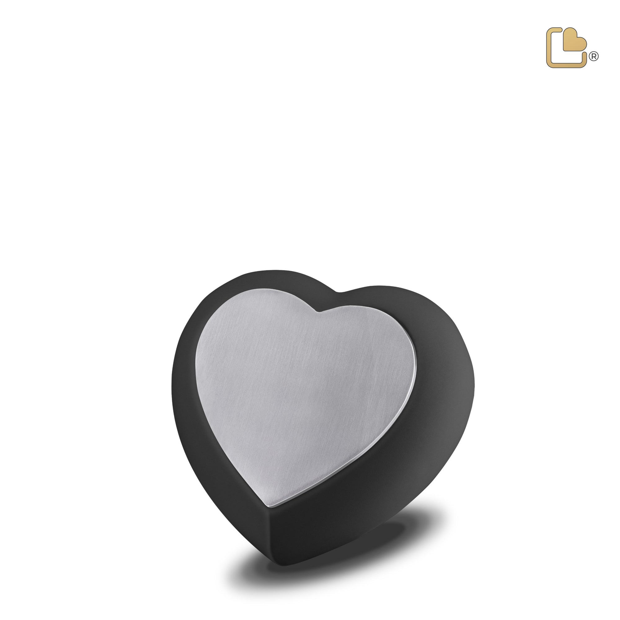 H583   Drop Heart Keepsake Urn Black & Bru Pewter