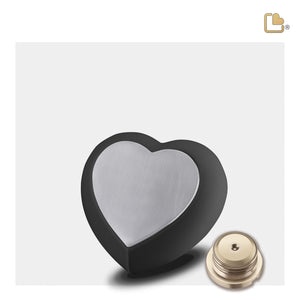 H583   Drop Heart Keepsake Urn Black & Bru Pewter