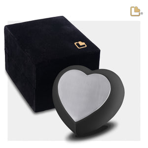 H583   Drop Heart Keepsake Urn Black & Bru Pewter