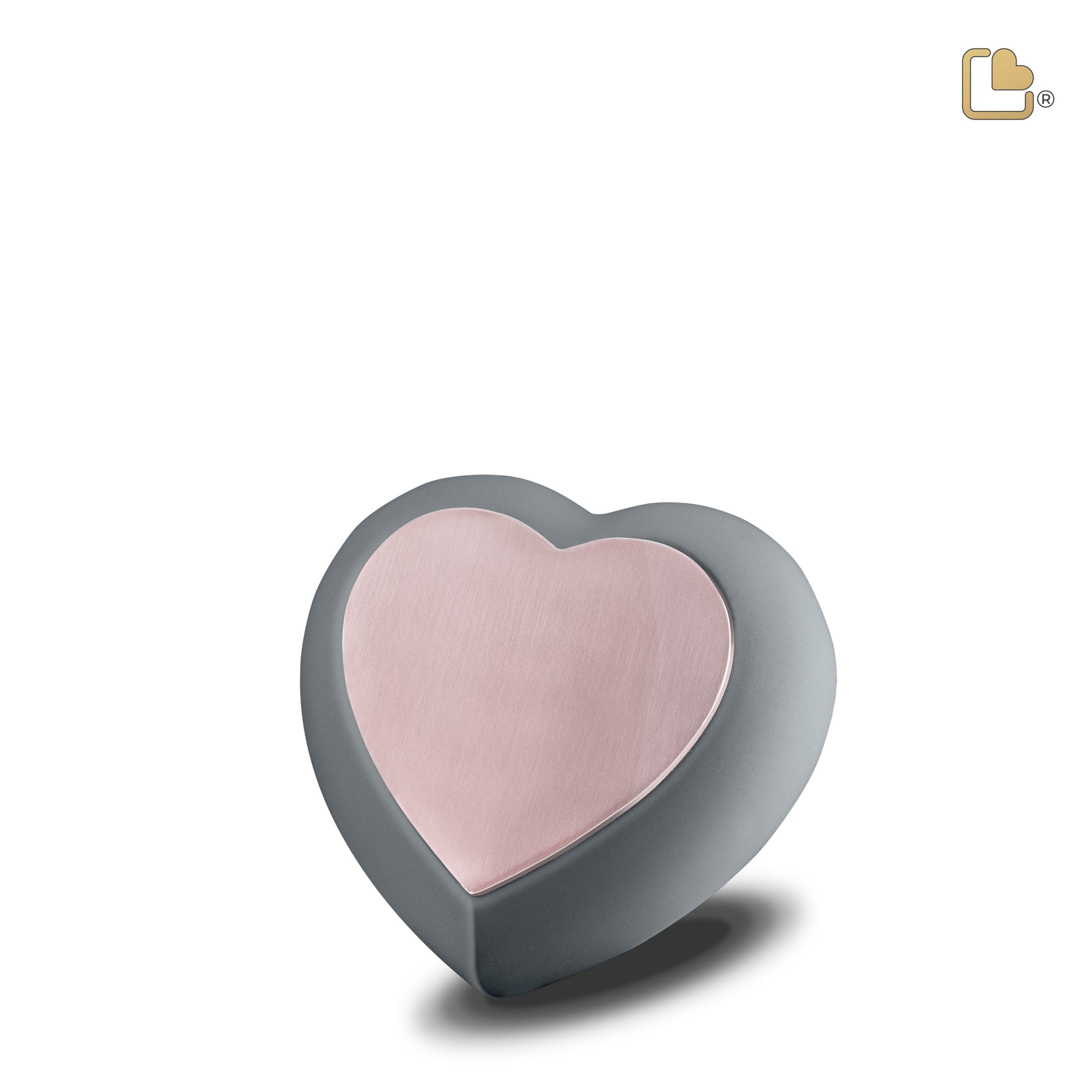 H584   Drop Heart Keepsake Urn French Grey & Bru RoseGold