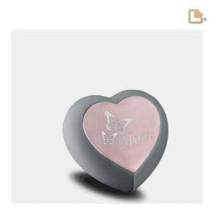 H584   Drop Heart Keepsake Urn French Grey & Bru RoseGold