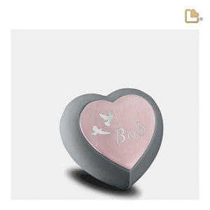 H584   Drop Heart Keepsake Urn French Grey & Bru RoseGold