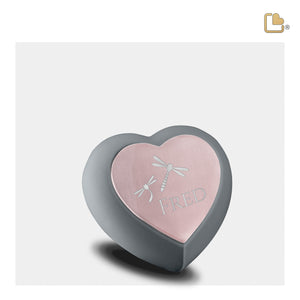 H584   Drop Heart Keepsake Urn French Grey & Bru RoseGold