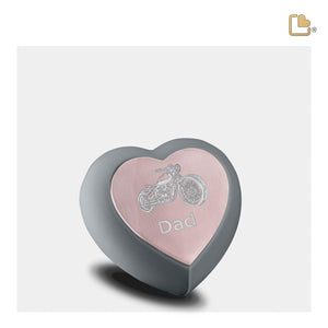 H584   Drop Heart Keepsake Urn French Grey & Bru RoseGold