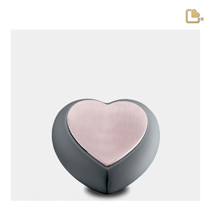 H584   Drop Heart Keepsake Urn French Grey & Bru RoseGold