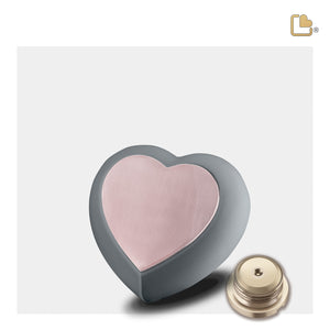 H584   Drop Heart Keepsake Urn French Grey & Bru RoseGold