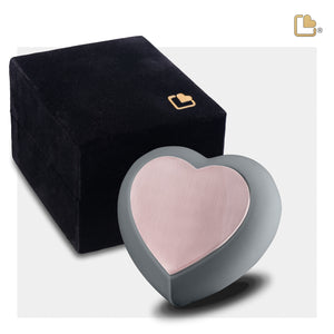 H584   Drop Heart Keepsake Urn French Grey & Bru RoseGold