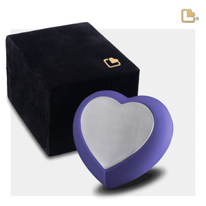 H586   Drop Heart Keepsake Urn Navy & Bru Pewter