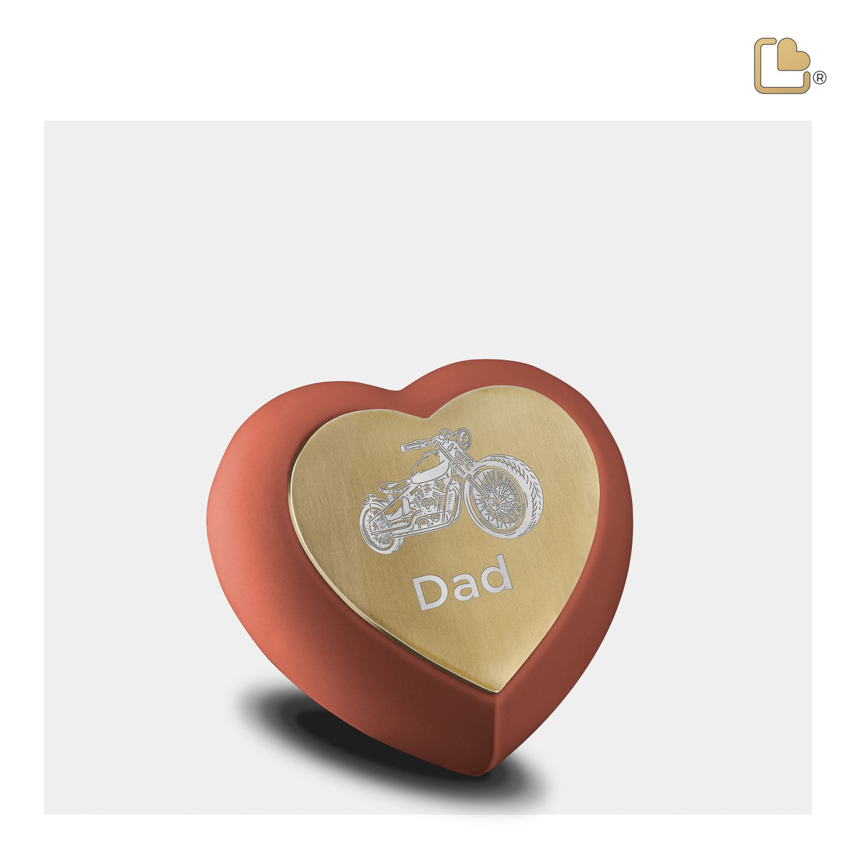 H587   Drop Heart Keepsake Urn Terracotta & Bru Gold