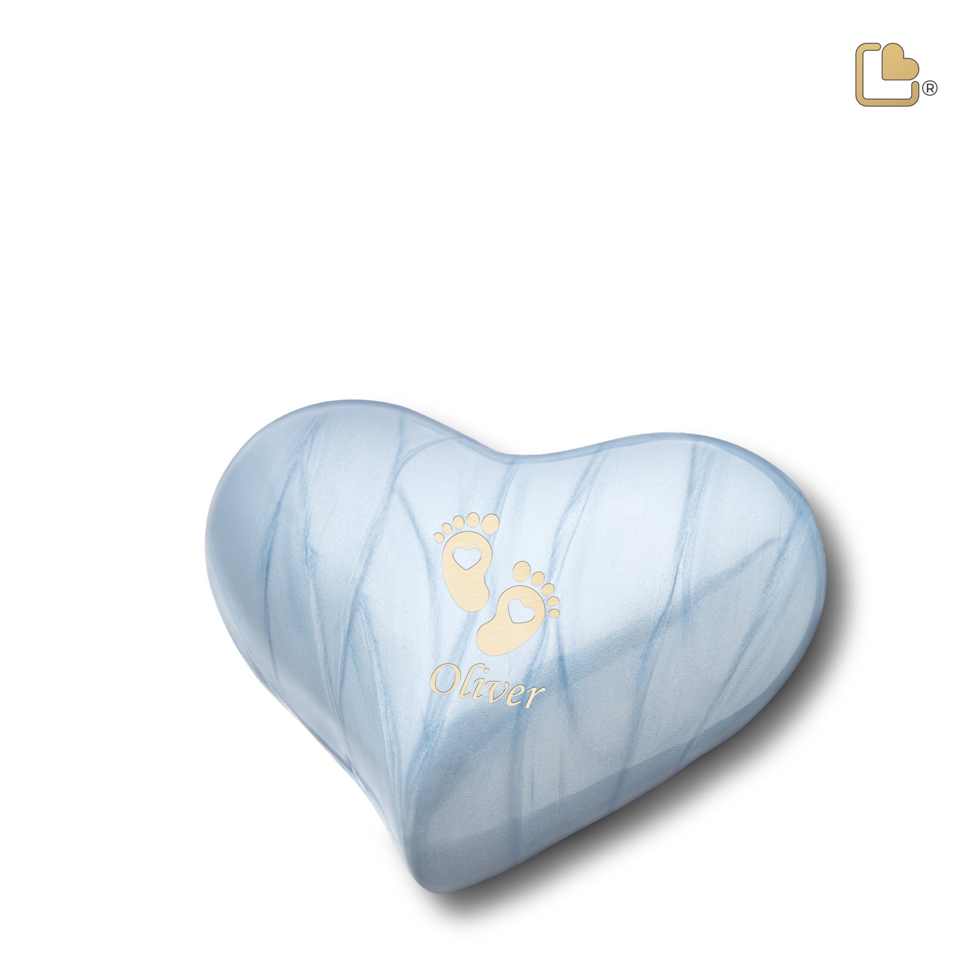 H668   Heart Child Urn Pearl Blue