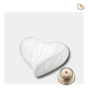 H669   Heart Child Urn Pearl White