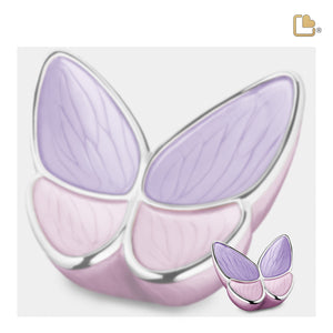 K1040   Wings of Hope Keepsake Urn Pearl Lavender & Pol Silver