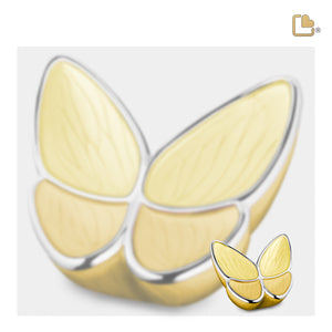 K1043   Wings of Hope Keepsake Urn Pearl Yellow & Pol Silver