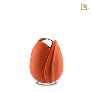 K1051   Tulip Keepsake Urn Orange & Pol Silver