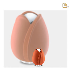 K1051   Tulip Keepsake Urn Orange & Pol Silver