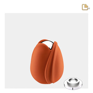 K1051   Tulip Keepsake Urn Orange & Pol Silver