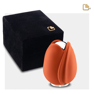 K1051   Tulip Keepsake Urn Orange & Pol Silver