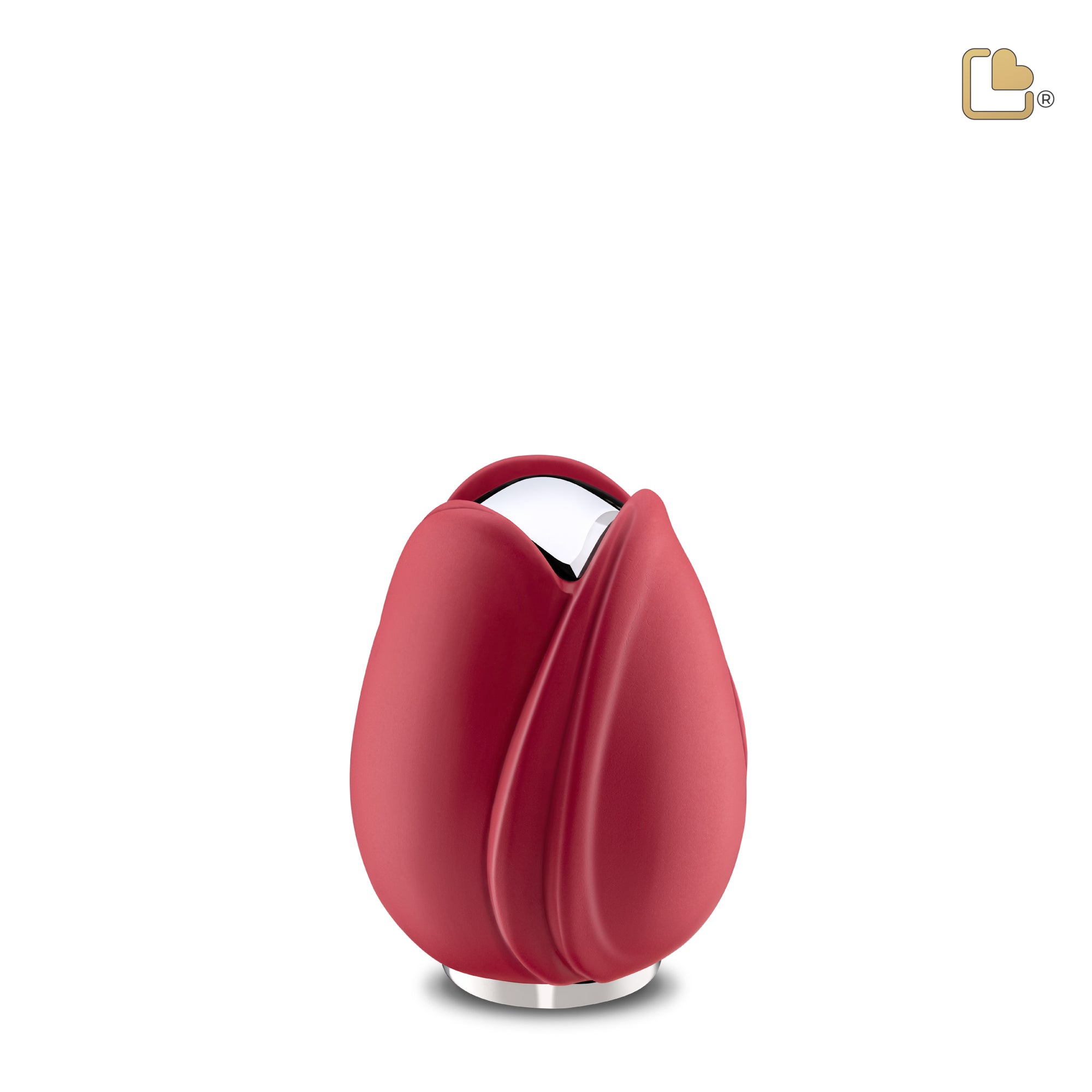 K1052   Tulip Keepsake Urn Red & Pol Silver