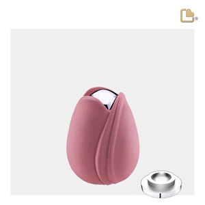 K1053   Tulip Keepsake Urn Pink & Pol Silver