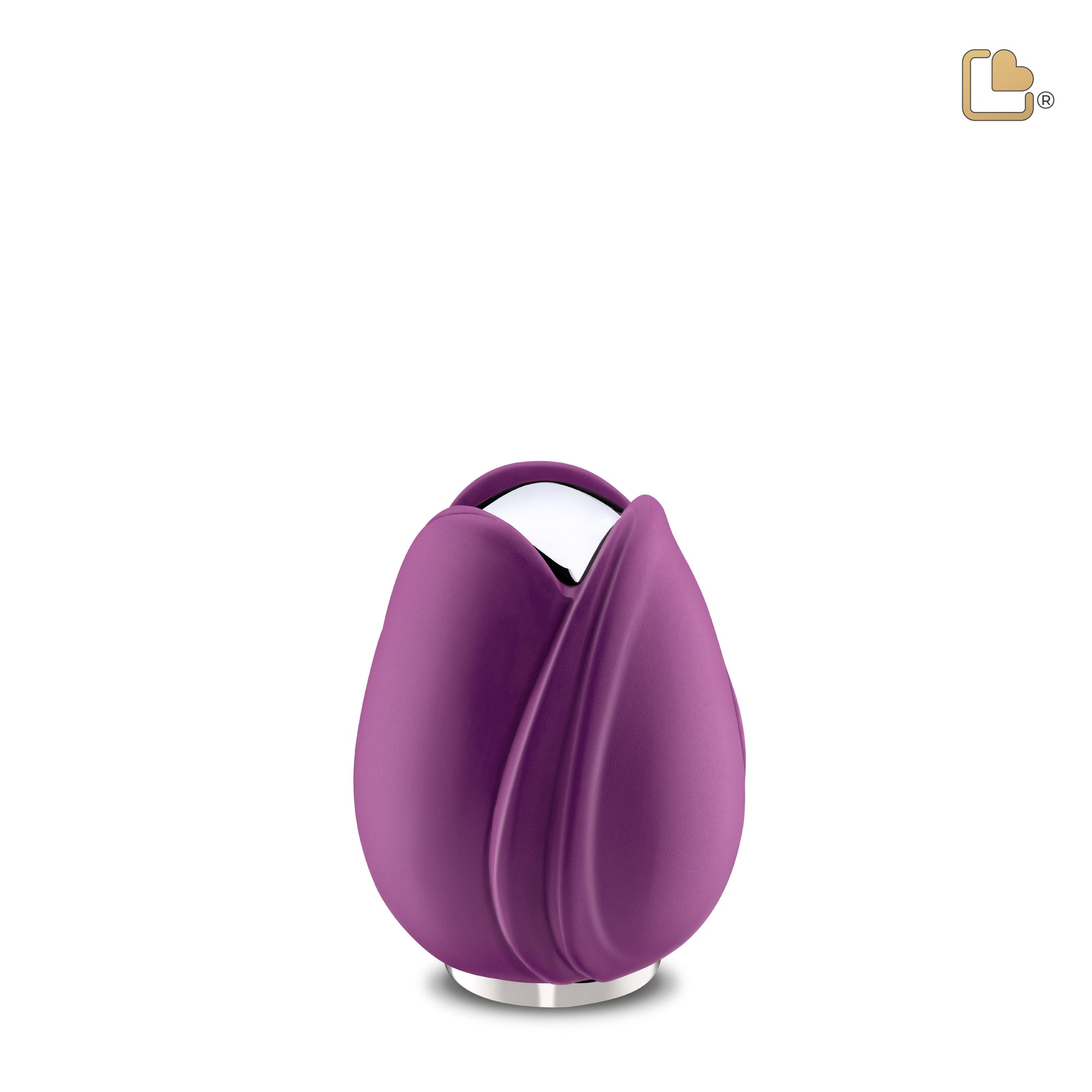 K1054   Tulip Keepsake Urn Purple & Pol Silver