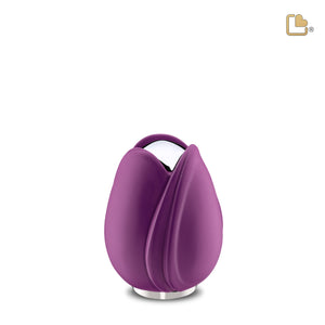 K1054   Tulip Keepsake Urn Purple & Pol Silver