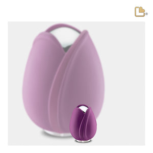 K1054   Tulip Keepsake Urn Purple & Pol Silver