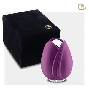 K1054   Tulip Keepsake Urn Purple & Pol Silver