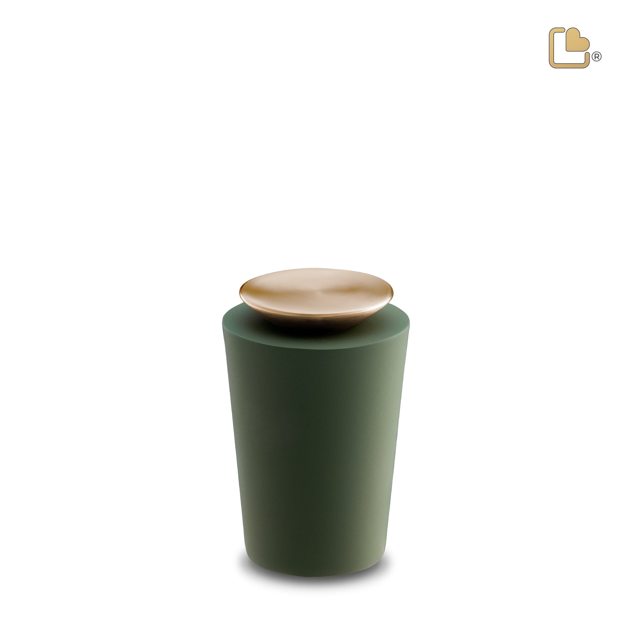 K1070   Crescent Tall Keepsake Urn Sage Green & Bru Gold