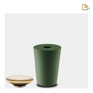 K1070   Crescent Tall Keepsake Urn Sage Green & Bru Gold