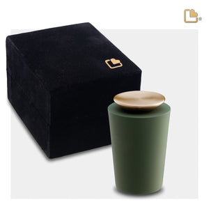 K1070   Crescent Tall Keepsake Urn Sage Green & Bru Gold