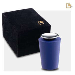 K1072   Crescent Tall Keepsake Urn Navy & Pol Silver