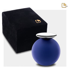 K1073   Crescent Sphere Keepsake Urn Navy & Pol Silver