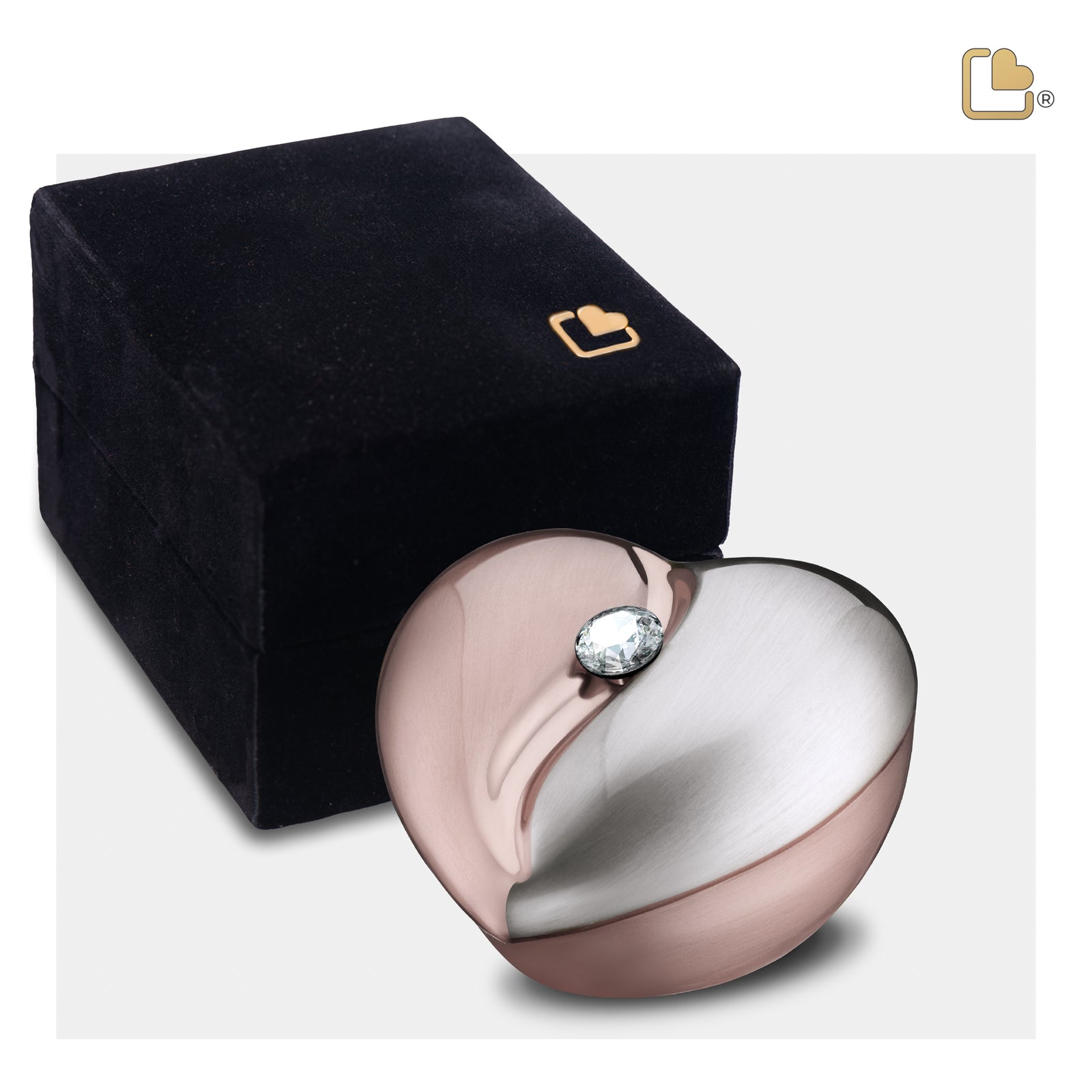 K1110   HeartFelt Keepsake Urn Bru RoseGold w/Crystal