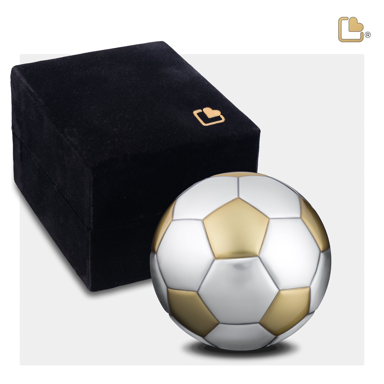 K1152   Football Keepsake Urn Bru Gold & Bru Pewter