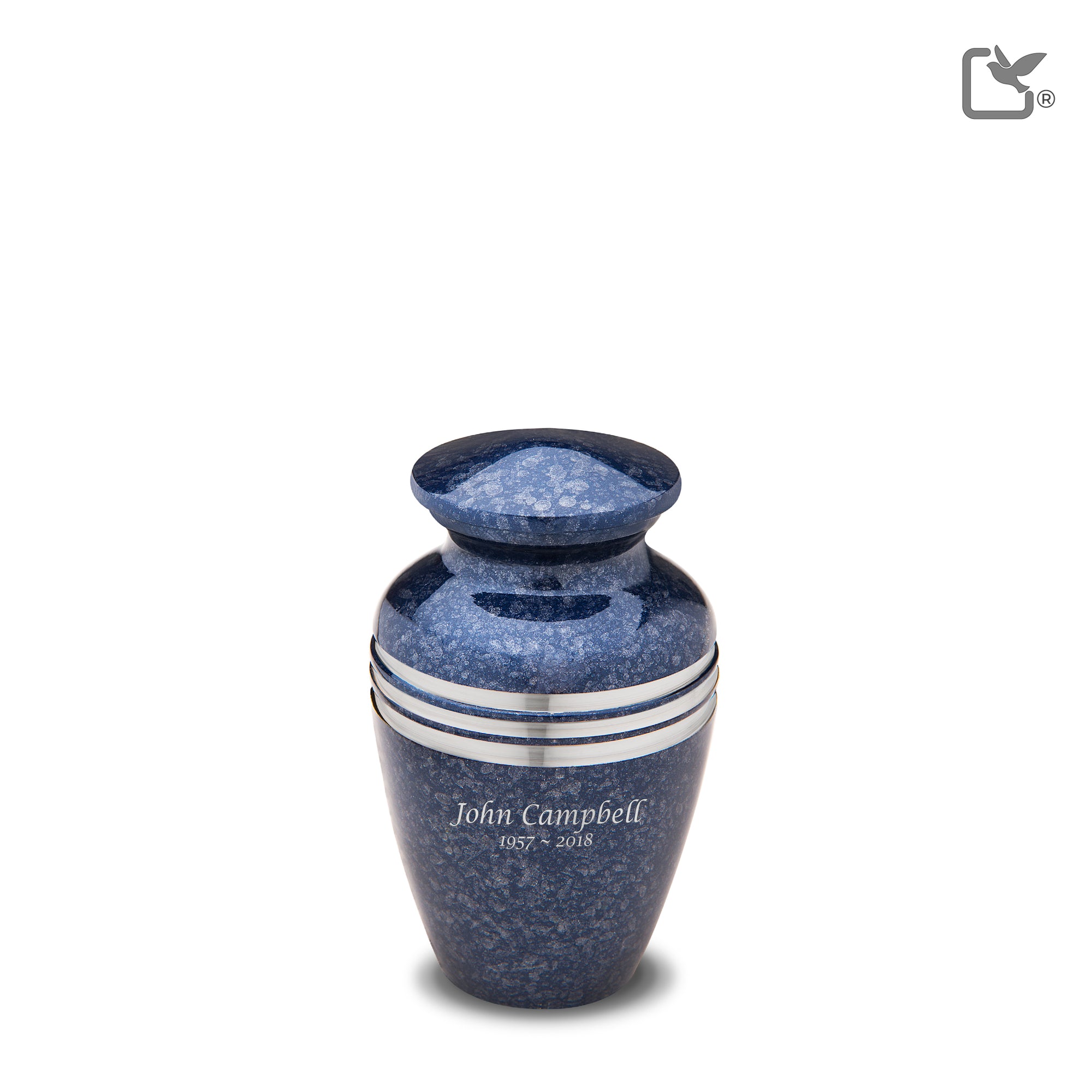 K212   Classic Keepsake Urn Speckled Indigo & Bru Pewter