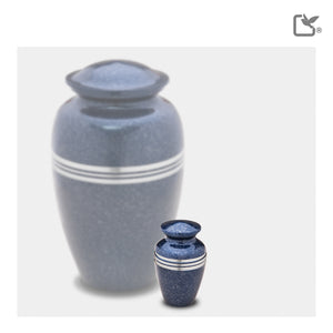 K212   Classic Keepsake Urn Speckled Indigo & Bru Pewter