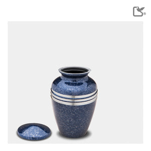 K212   Classic Keepsake Urn Speckled Indigo & Bru Pewter