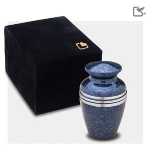 K212   Classic Keepsake Urn Speckled Indigo & Bru Pewter