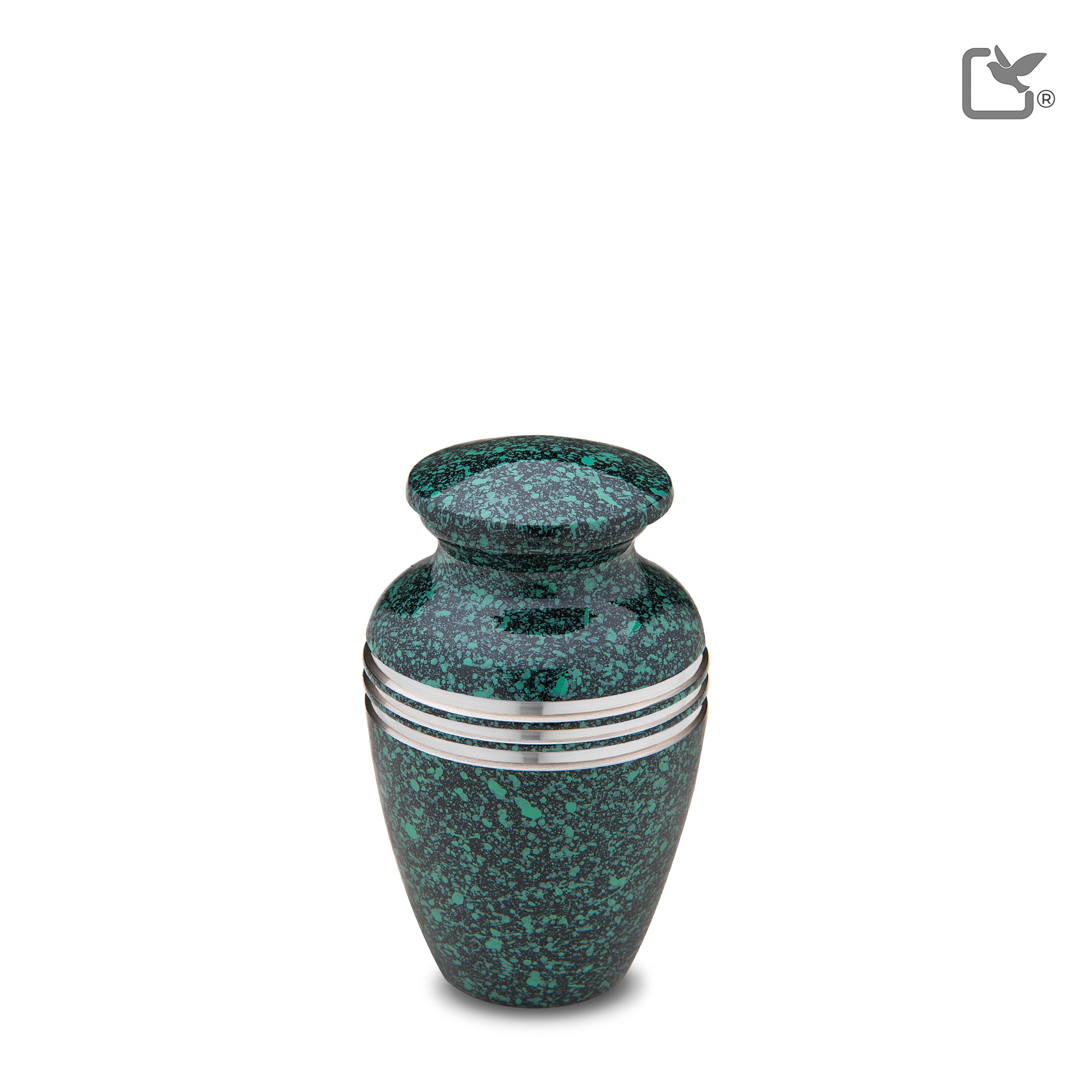 K213   Classic Keepsake Urn Speckled Emerald & Bru Pewter