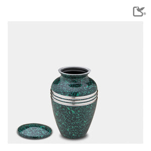 K213   Classic Keepsake Urn Speckled Emerald & Bru Pewter