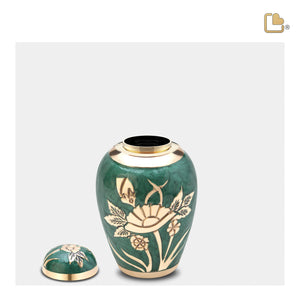 K221   Rose Keepsake Urn Green & Pol Gold