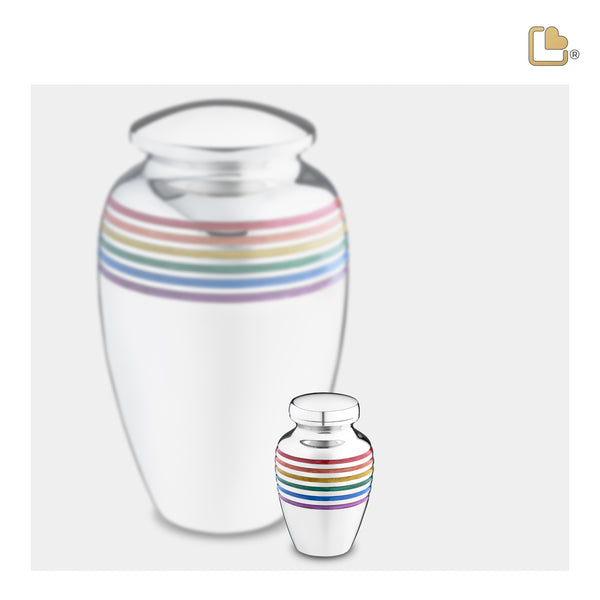 K222 Pride Rainbow Keepsake Urn Pol Silver - LoveUrns®US