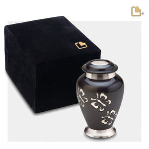 K240   Classic Butterfly Tribute Keepsake Urn Midnight & Bru Pewter