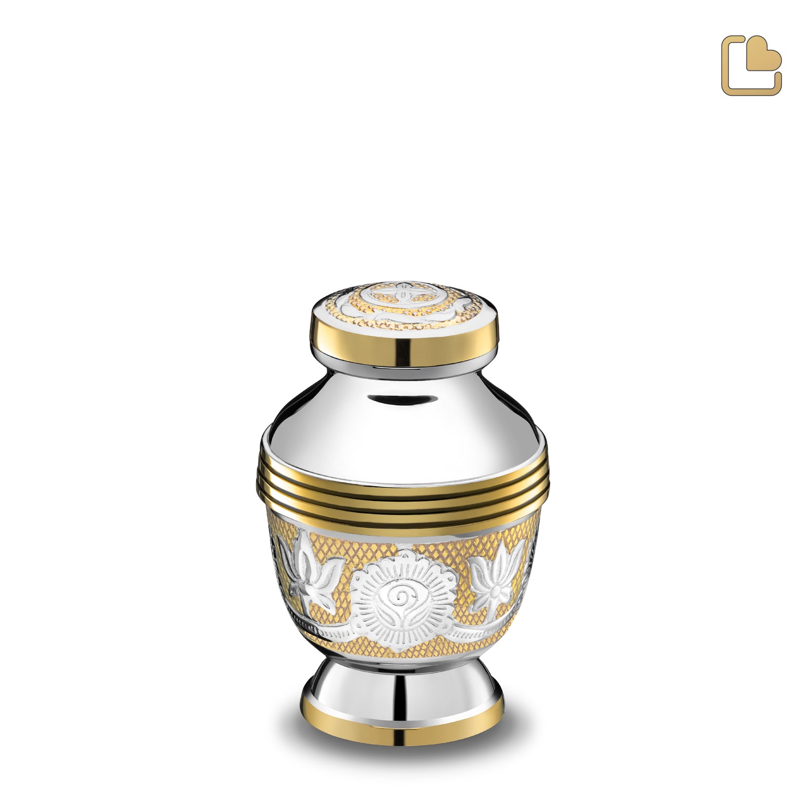 K250   Elegant Floral Keepsake Urn Pol Silver