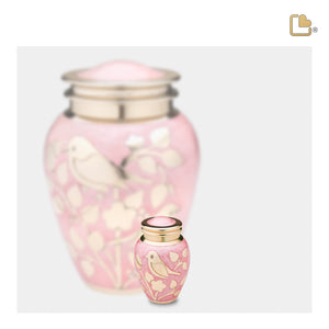 K281   BlessingBirds Keepsake Urn Pearl Pink & Pol Gold