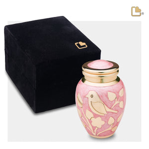 K281   BlessingBirds Keepsake Urn Pearl Pink & Pol Gold