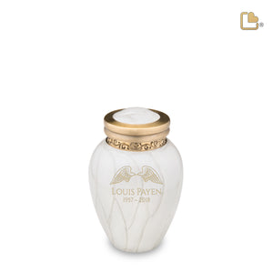 K290   Blessing Keepsake Urn Pearl White & Bru Gold