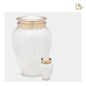 K290   Blessing Keepsake Urn Pearl White & Bru Gold